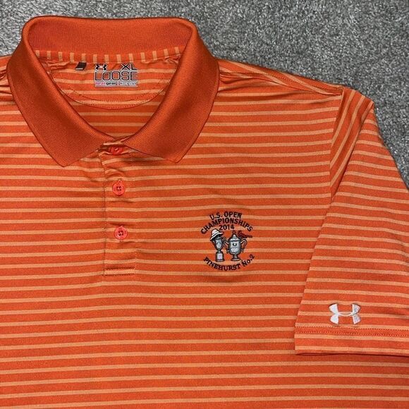 Two (2) 2014 US Open Pinehurst Orange & Green Gray Stripe Golf Polo Shirt XL - Picture 7 of 11